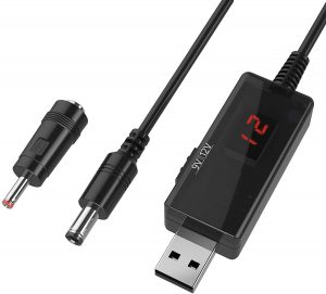 کابل USB افزاینده ولتاژ 5 به 9 و 12 ولت با نمایشگر