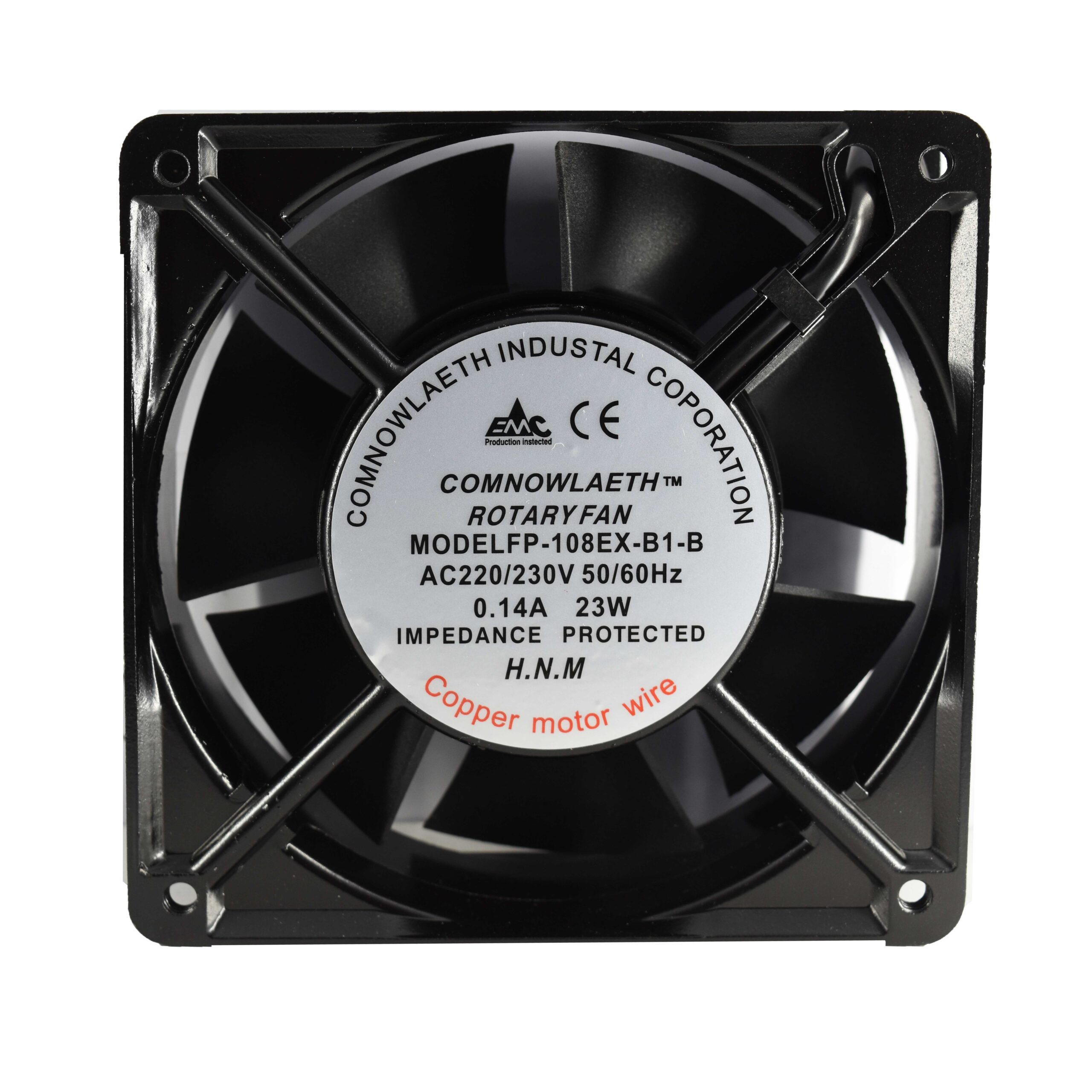 فن بلبرینگی 220V دو سیمه سایز 12x12 ضخامت 3.8cm اورجینال