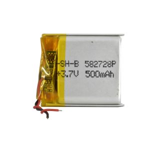باتری لیتیوم پلیمر 3.7v ظرفیت 500mA ابعاد 582728