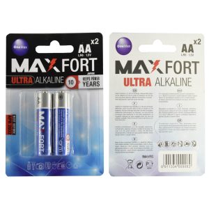 باتری قلمی آکالاین کارتی 2 عددی سایز AA برند MAXFORF