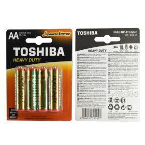 باتری قلمی کارتی 4 عددی سایز AA برند توشیبا TOSHIBA