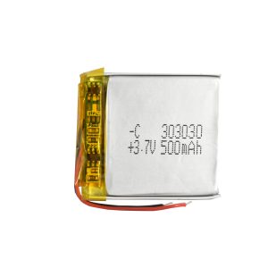 باتری لیتیوم پلیمر 3.7v ظرفیت 500mA ابعاد 303030