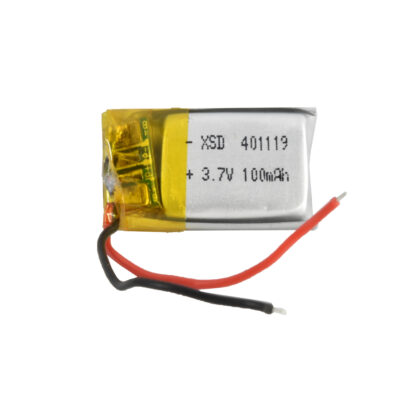 باتری لیتیوم پلیمر 3.7v ظرفیت 100mA ابعاد 401119