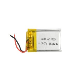 باتری لیتیوم پلیمر 3.7v ظرفیت 250mA ابعاد 401524