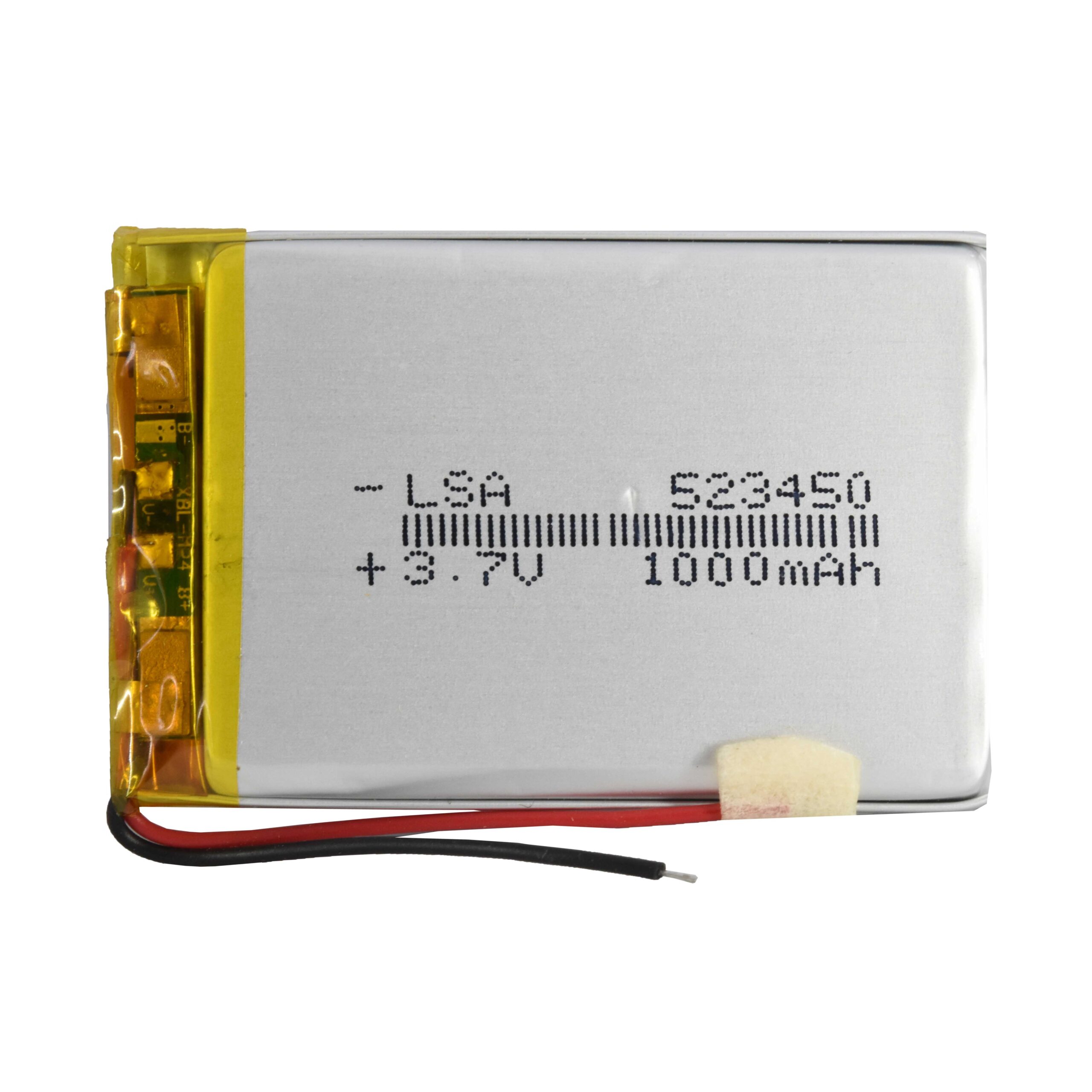 باتری لیتیوم پلیمر 3.7v ظرفیت 1000mA ابعاد 523450