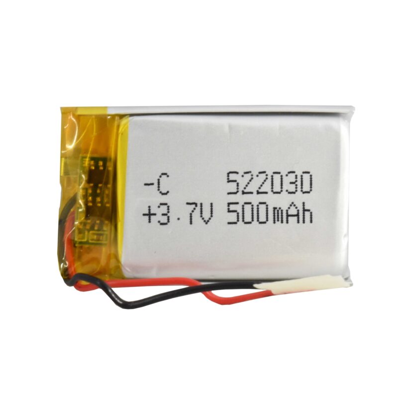 باتری لیتیوم پلیمر 3.7v ظرفیت 500mA ابعاد 522030