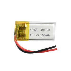 باتری لیتیوم پلیمر 3.7v ظرفیت 250mA ابعاد 401120