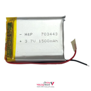 باتری لیتیوم پلیمر 3.7v ظرفیت 1500mA ابعاد 703443