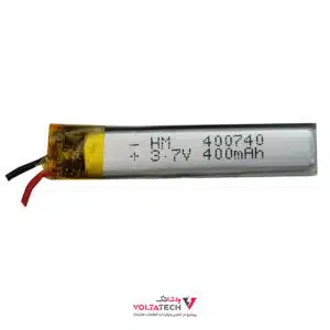باتری لیتیوم پلیمر 3.7v ظرفیت 400mA ابعاد 400740