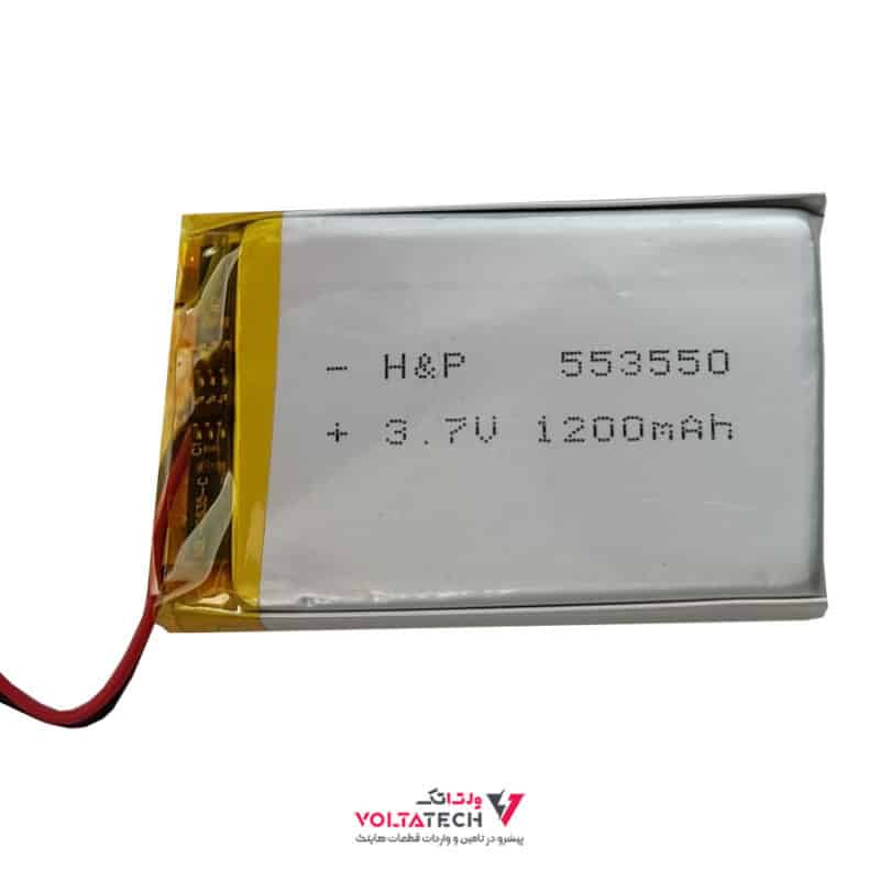 باتری لیتیوم پلیمر 3.7v ظرفیت 1200mA ابعاد 553550