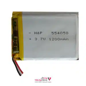 باتری لیتیوم پلیمر 3.7v ظرفیت 1200mA ابعاد 554050