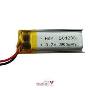 باتری لیتیوم پلیمر 3.7v ظرفیت 350mA ابعاد 501230