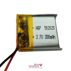 باتری لیتیوم پلیمر 3.7v ظرفیت 380mA ابعاد 502020