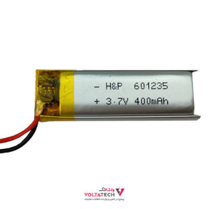 باتری لیتیوم پلیمر 3.7v ظرفیت 400mA ابعاد 601235