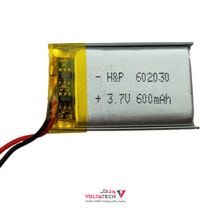 باتری لیتیوم پلیمر 3.7v ظرفیت 600mA ابعاد 602030