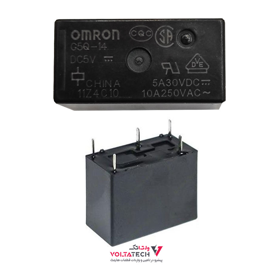109303 رله پکیجی امرون 5 ولت 10 آمپر 5 پایه OMRON G5Q-14