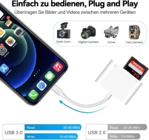 کارت خوان SD/Micro SD چهار کاره برای آیفون, آیپد, دوربین