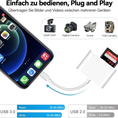 کارت خوان SD/Micro SD چهار کاره برای آیفون, آیپد, دوربین