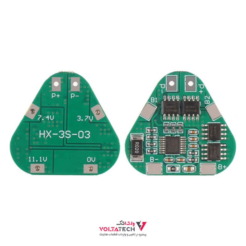 ماژول شارژ و دشارژ BMS باتری لیتیومی 3 سل 8 آمپر مدل HX-3S-03