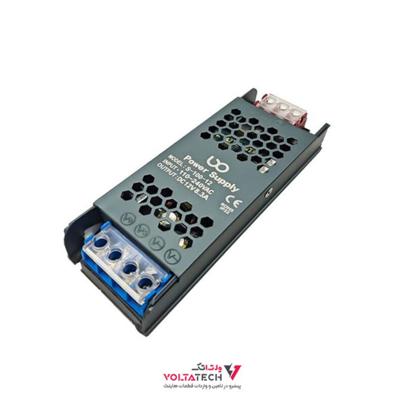 منبع تغذیه سوئیچینگ اسلیم 12 ولت 8.3 آمپر 100W برند LXO