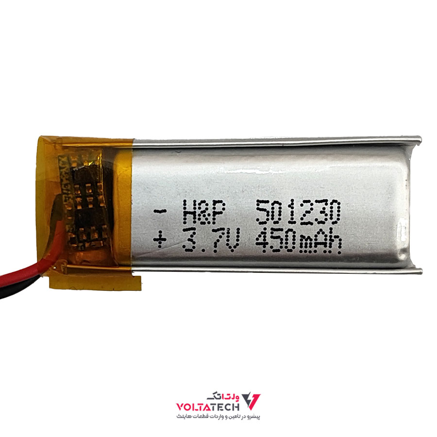 501230 باتری لیتیوم پلیمر 3.7v ظرفیت 450mA ابعاد 501230