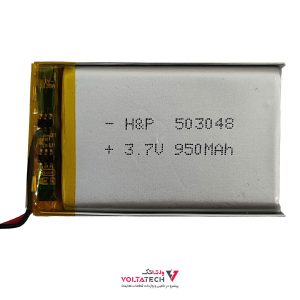 باتری لیتیوم پلیمر 3.7v ظرفیت 950mA ابعاد 503048