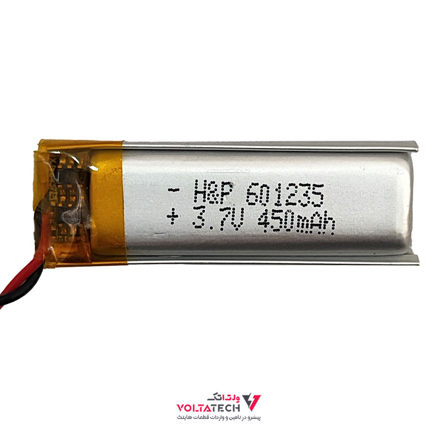 601235 باتری لیتیوم پلیمر 3.7v ظرفیت 450mA ابعاد 601235