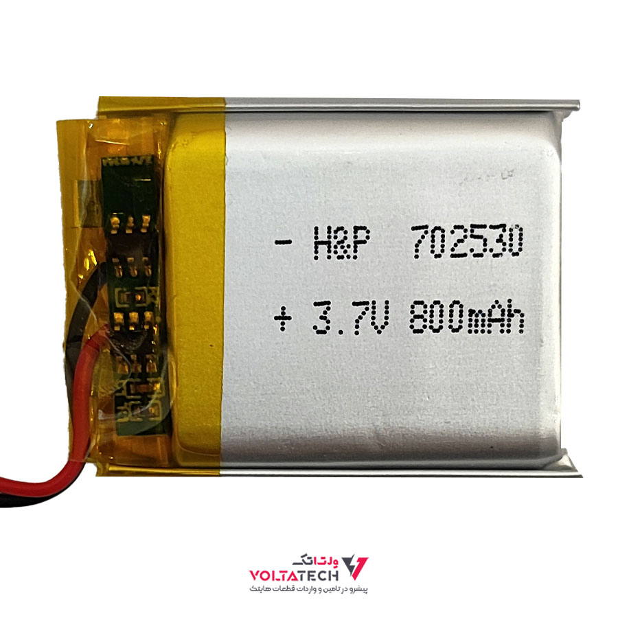 702530 باتری لیتیوم پلیمر 3.7v ظرفیت 800mA ابعاد 702530