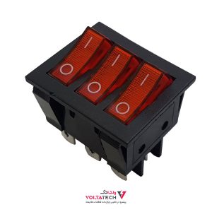 کلید راکر باریک چراغدار سه پل 9 پین KCD3-301N
