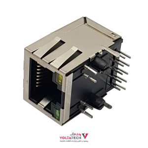 کانکتور شبکه مادگی روبردی POE+RJ45 10PIN فیلتردار با LED