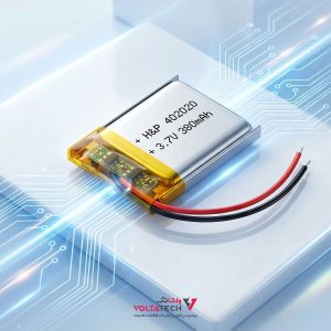 باتری لیتیوم پلیمر 3.7v ظرفیت 380mA ابعاد 402020
