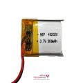 باتری لیتیوم پلیمر 3.7v ظرفیت 380mA ابعاد 402020