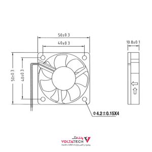 فن بلبرینگی 12V سه سیمه سایز 5x5 برند BI-SONIC مدل BP501012M