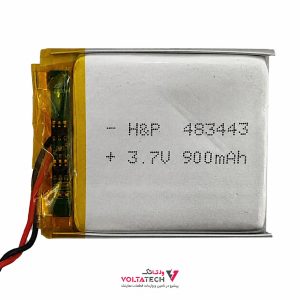 باتری لیتیوم پلیمر 3.7v ظرفیت 900mA ابعاد 483443