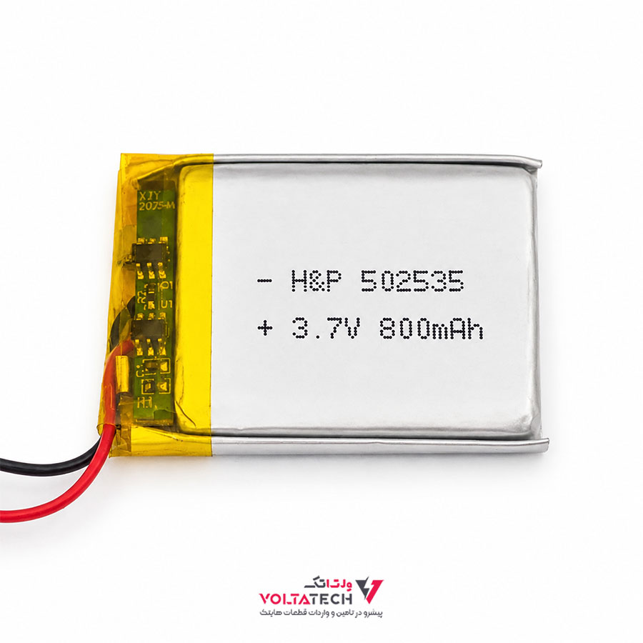 120106 باتری لیتیوم پلیمر 3.7v ظرفیت 800mA ابعاد 502535