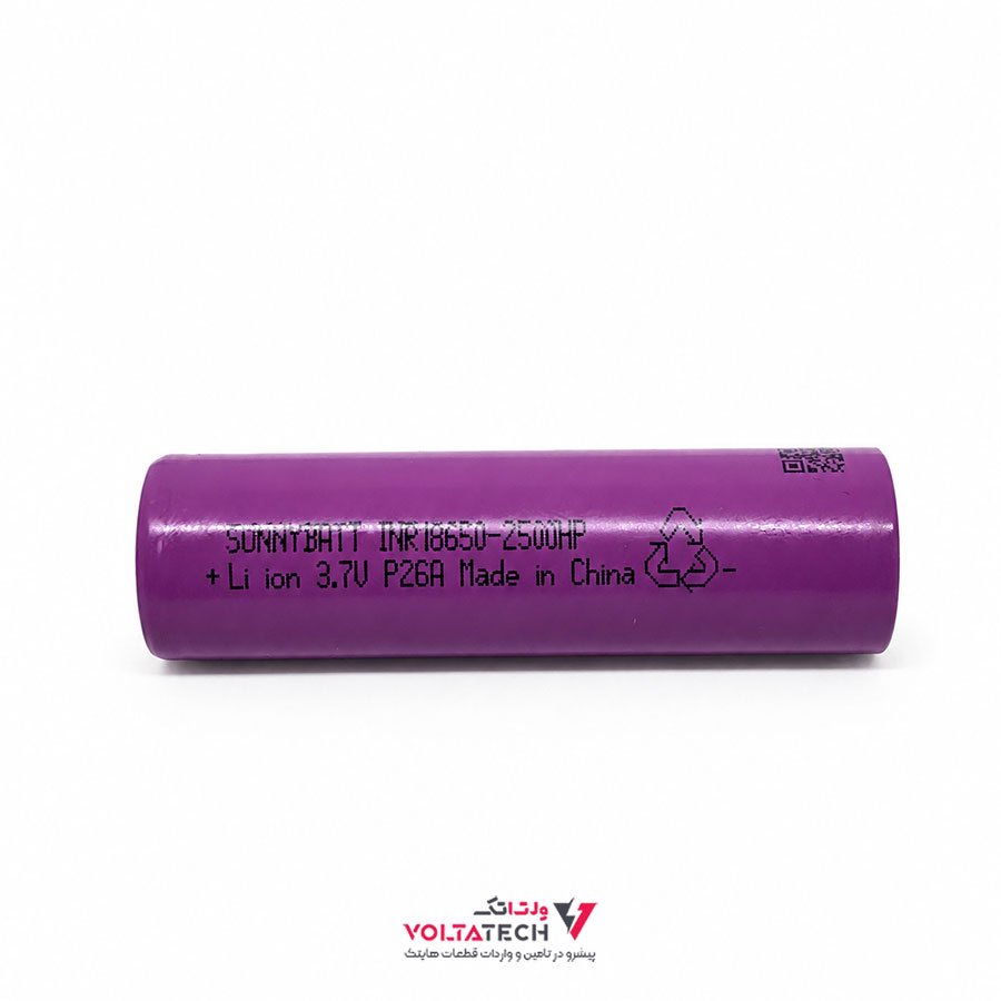 hp18650 باتری لیتیوم یون 3.7v سایز 10C-18650 ظرفیت 2500mAh سانی بات HP