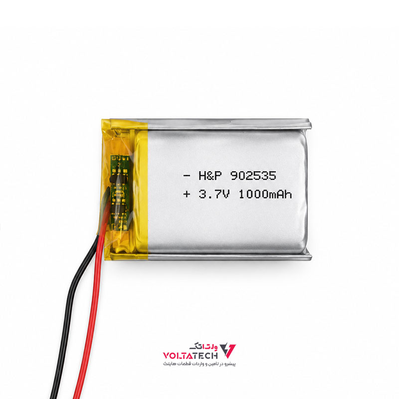 902535 باتری لیتیوم پلیمر 3.7v ظرفیت 1000mA ابعاد 902535